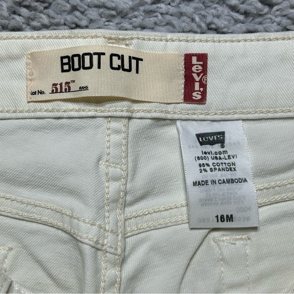 Vintage Levi's Jeans Womens 16 Boot Cut 515 White Mid Rise Stretch Denim Concert - Picture 2 of 4